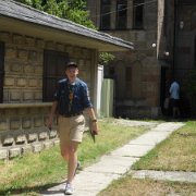 26.2017-07-01  26. 2017-07-01 Harald utanför scoutlokalen i kyrkans källare vi fick låna i Budapest