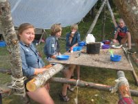  Rebecka, Einar, Henrik och Mikaela i Falkens matsal.